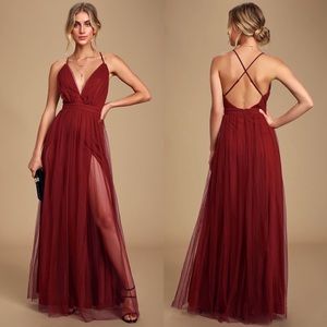 NEW Lulus Rare Beauty Burgundy Backless Maxi Dress Size XS
